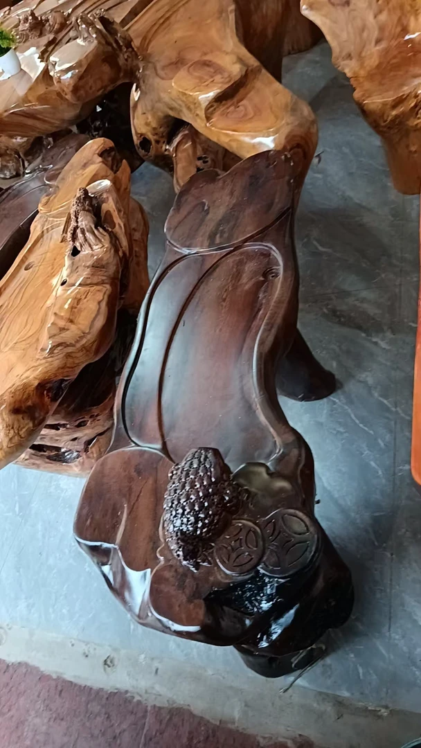 不上楼茶桌根雕茶桌原木家用实木树根茶桌茶几