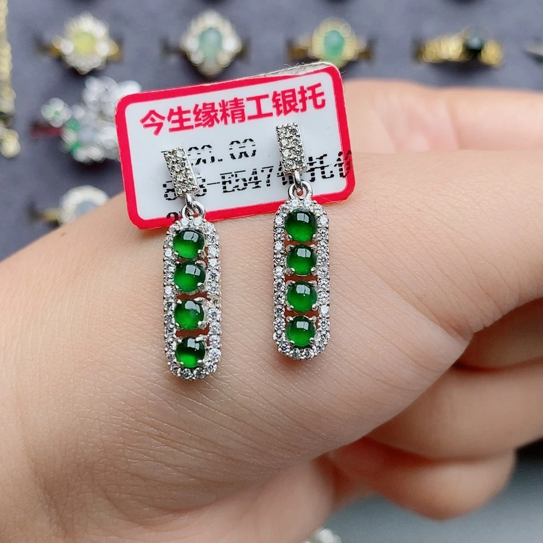 南***线翡翠银S925镶嵌戒指11111