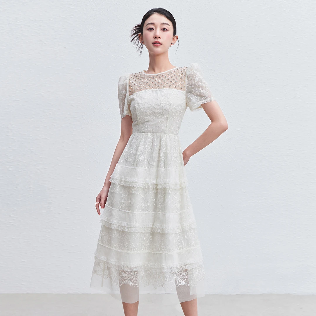 EVA OUXIU/伊华欧秀千金风连衣裙E42AQ1817