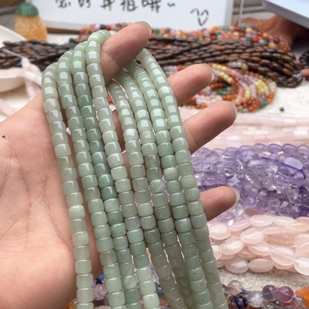玛瑙/玉髓未镶嵌珠宝半成品一条装7*6mm东陵玉墩墩珠