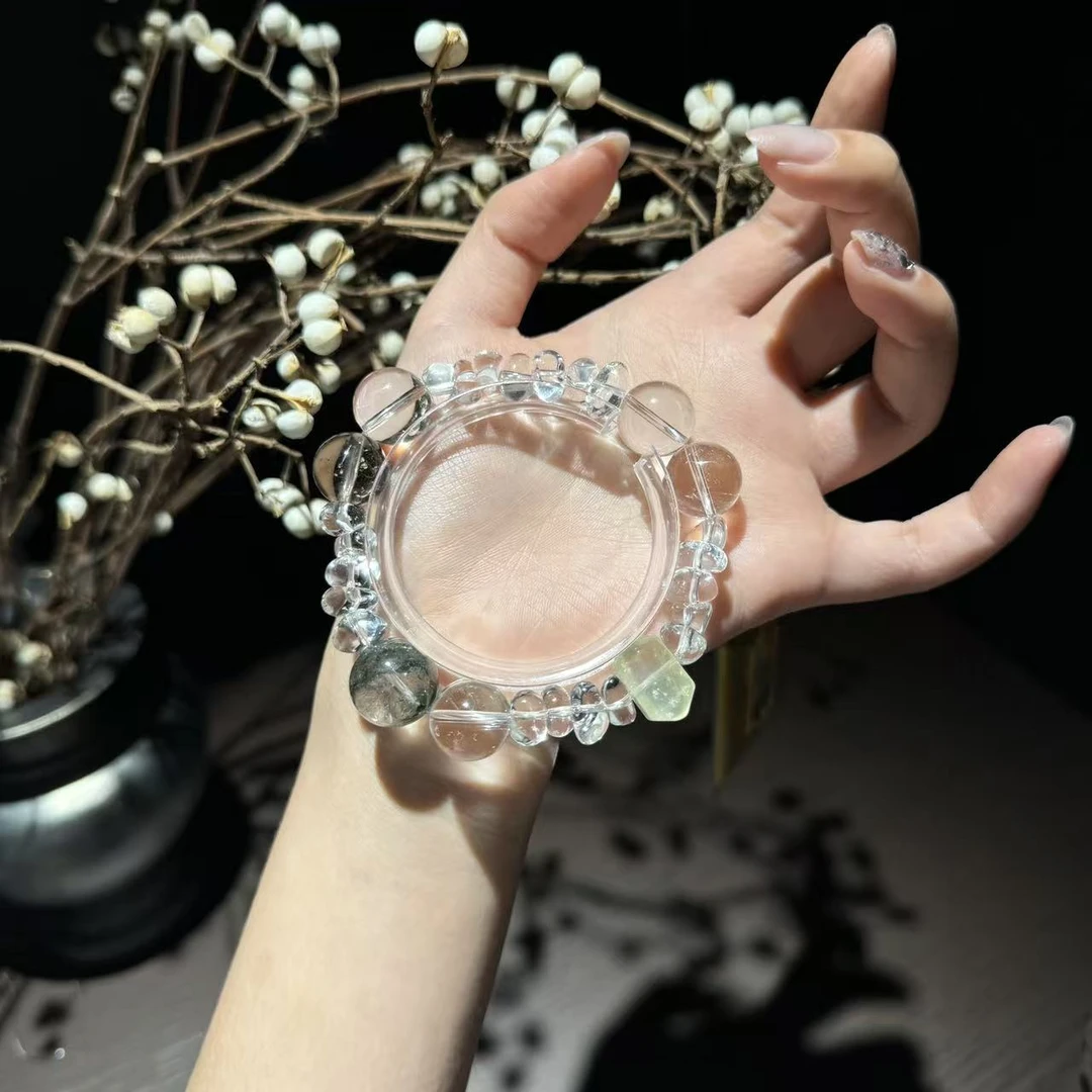 *澄明星环*天然白水绿幽灵手串E YL05