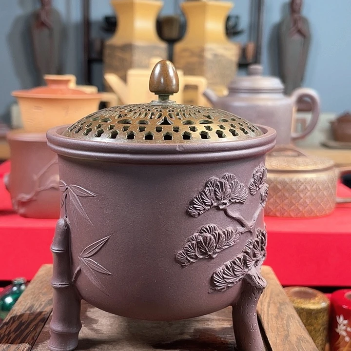 茶杯紫砂松竹梅香炉