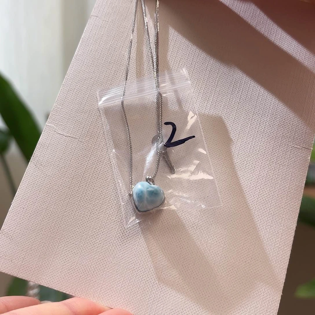 针钠钙石（海纹石）银S925镶嵌颈饰乐*淘2