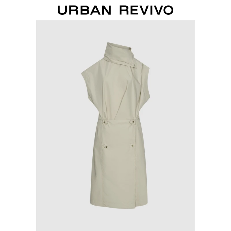 【秀场同款】UR2025秋季新款女装气质双排扣无袖连衣裙ULU750005