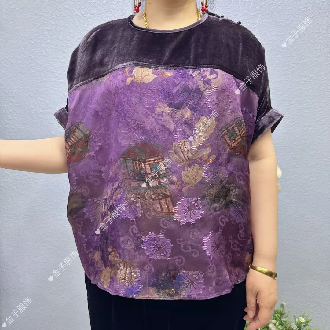 P2-6609中老年古风大码女装上衣时尚高端妈妈装显瘦宽松气质百搭