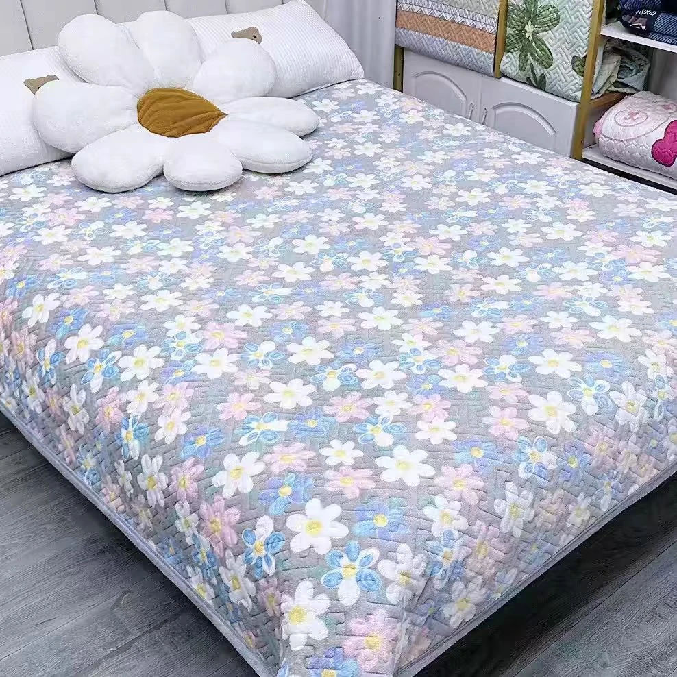 【四季花开】双人牛奶绒床盖2*2.3米