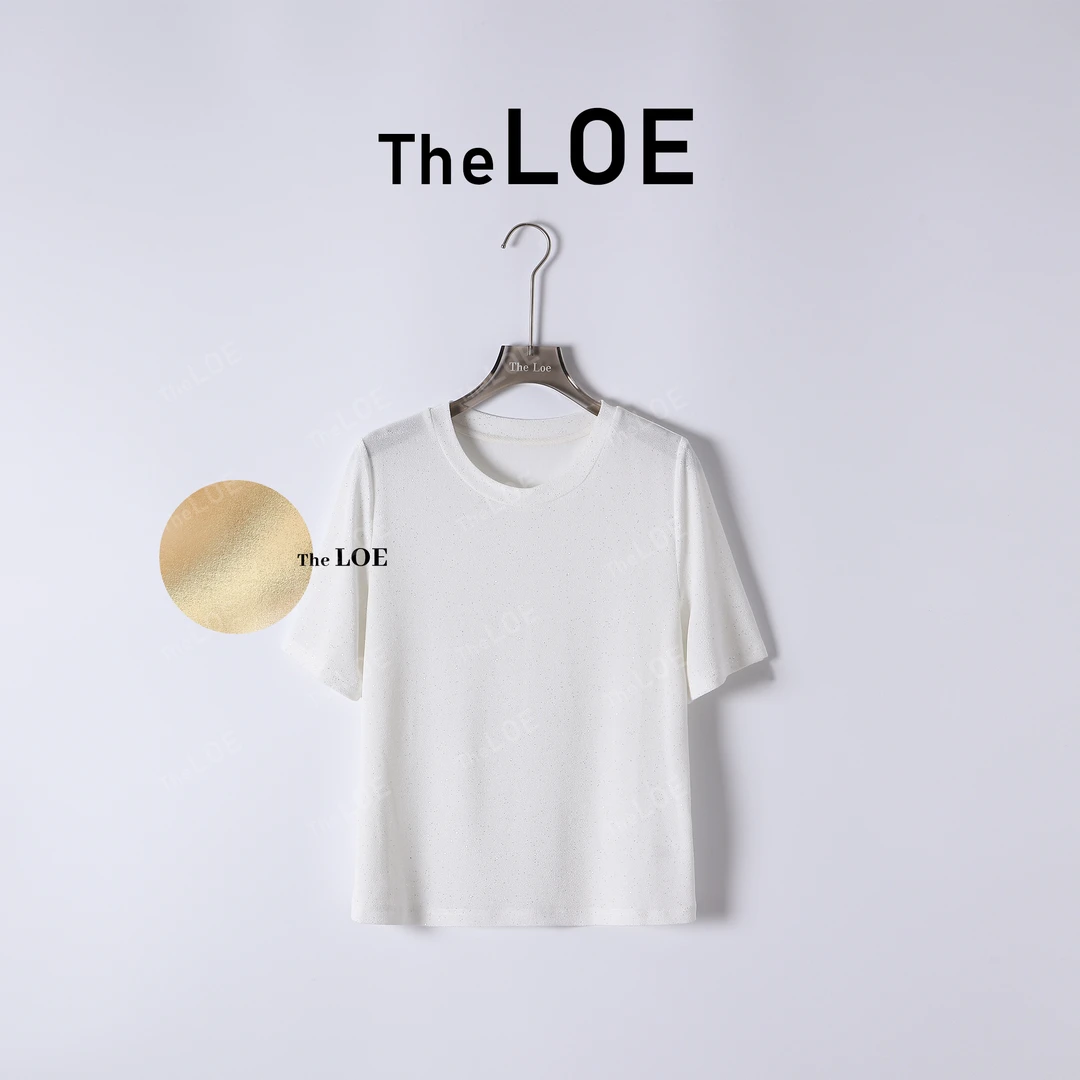 TheLOE/圆领短袖纯色洋气修身显瘦醋酸上衣#05.05T-G5284