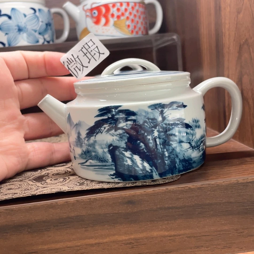 釉下手绘茶具微瑕