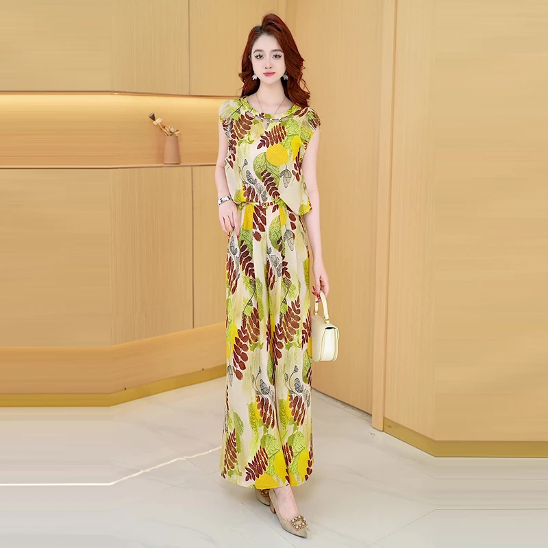 【两件套】夏季时尚女神修身洋气宽松气质休闲百搭显瘦减龄女装套裤