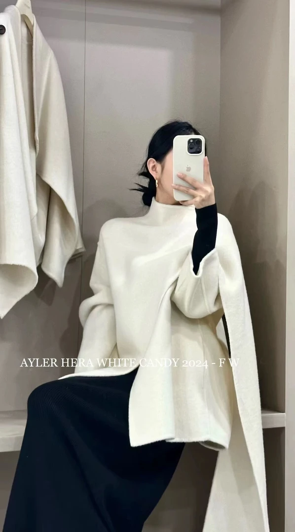 【SPXX】氛围感围巾不规则双面羊毛大衣女气质显瘦廓形斗篷短外套