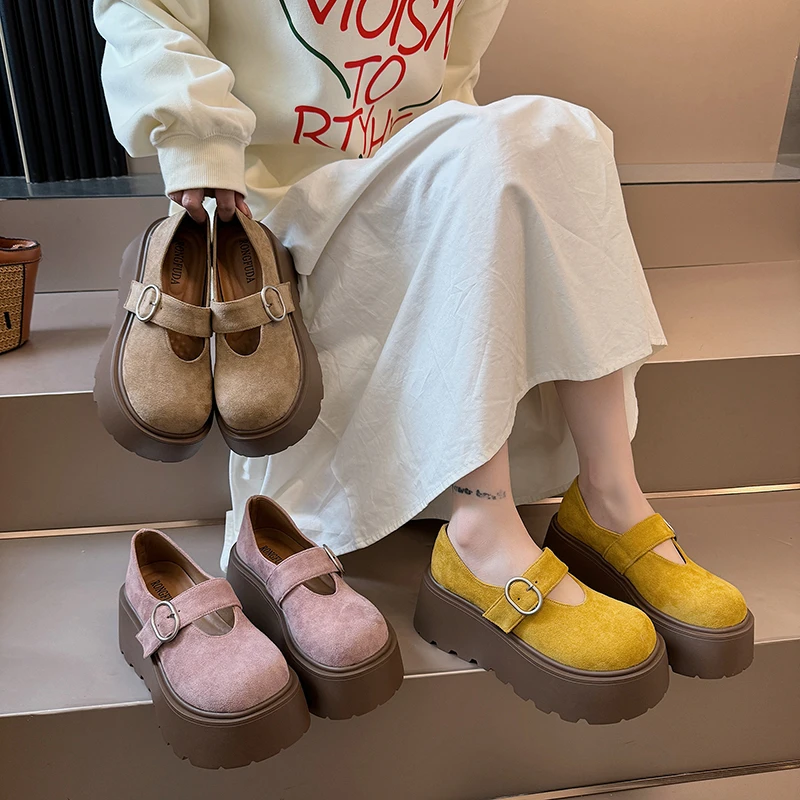 松糕厚底浅口勃肯鞋女2025新款春夏季百搭小个子增高玛丽珍单鞋子