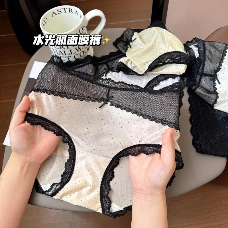 纯欲蕾丝内裤女士性感轻奢冰丝速干透气莫代尔底档中腰三角内裤女