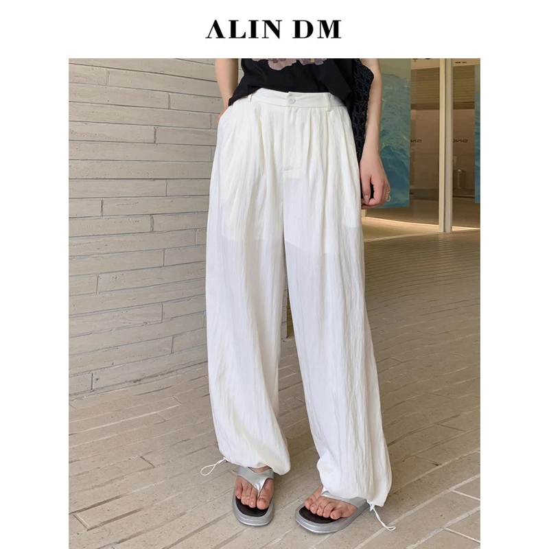 ALINDM【極简山本】大码微胖mm流动呼吸可束口道剑裤-XG7414