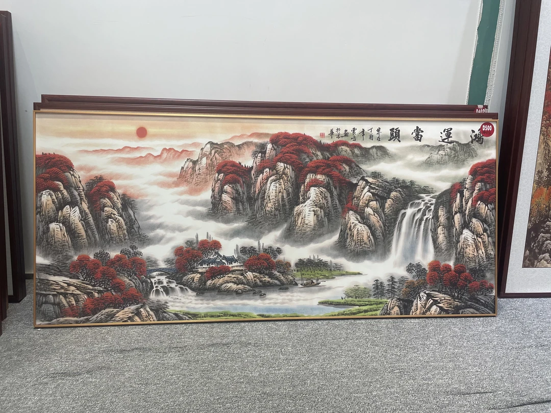 D500新中式180x80cm山水画客厅装饰画沙发背景墙挂画