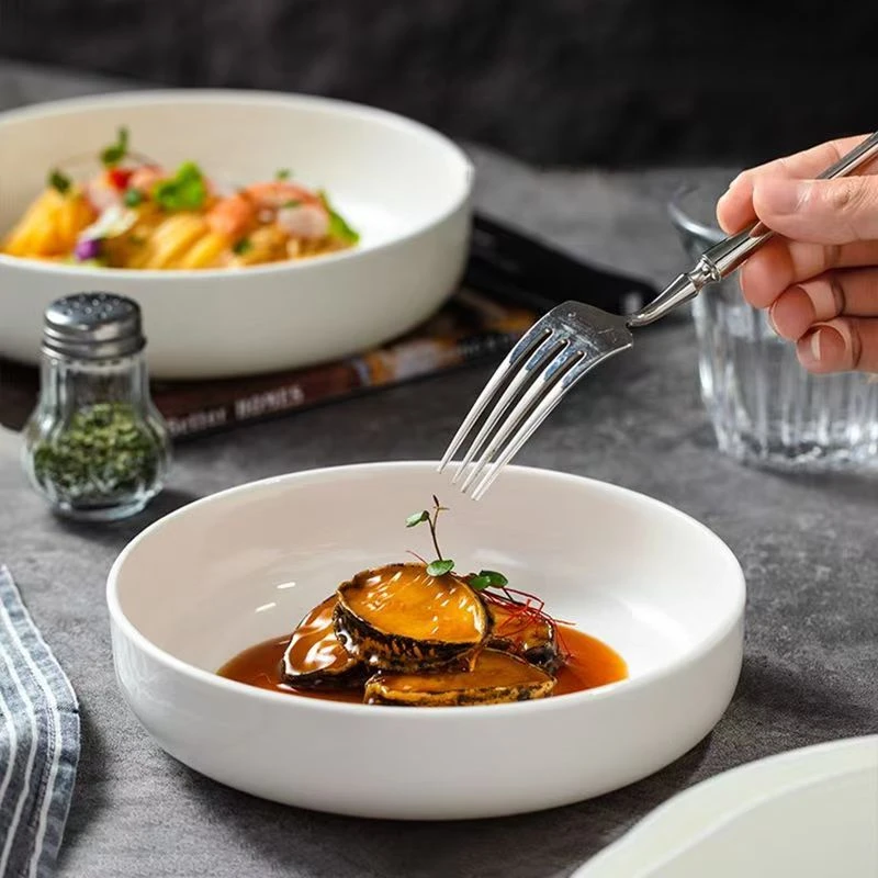 【4只装】8英寸窝盘加大加厚面包盘家用健康釉下彩陶瓷餐具