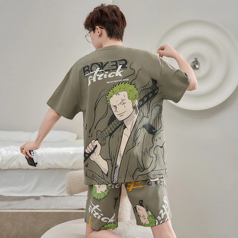 男款睡衣短袖夏季夏天薄款学生青少年中大童大码休闲服套装可外穿