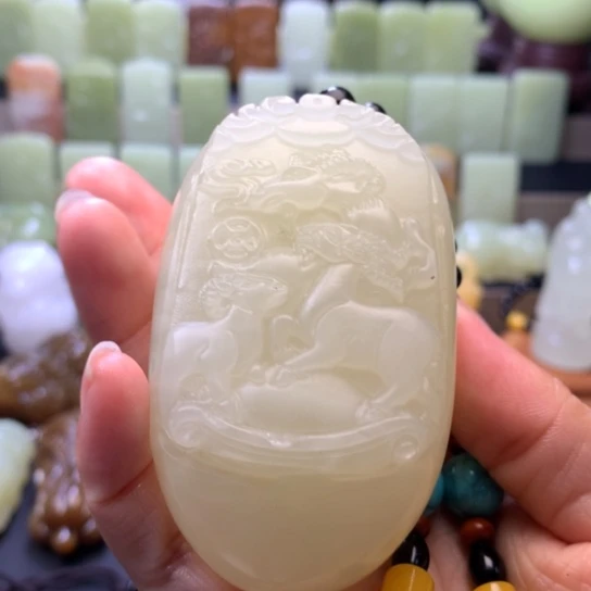 石材方解石手把件