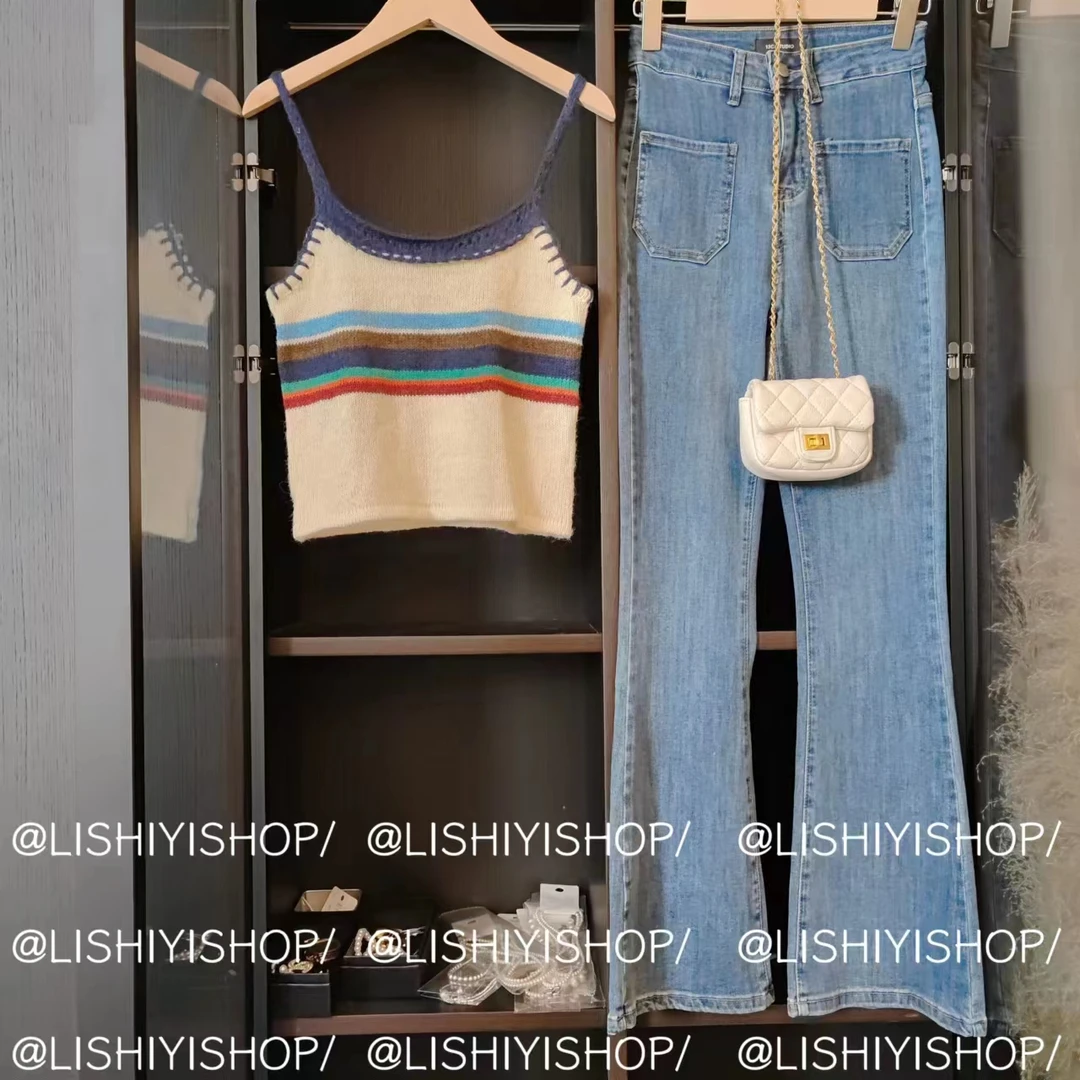 【辣妹吊带】针织背心内搭收腰短款  T6614★