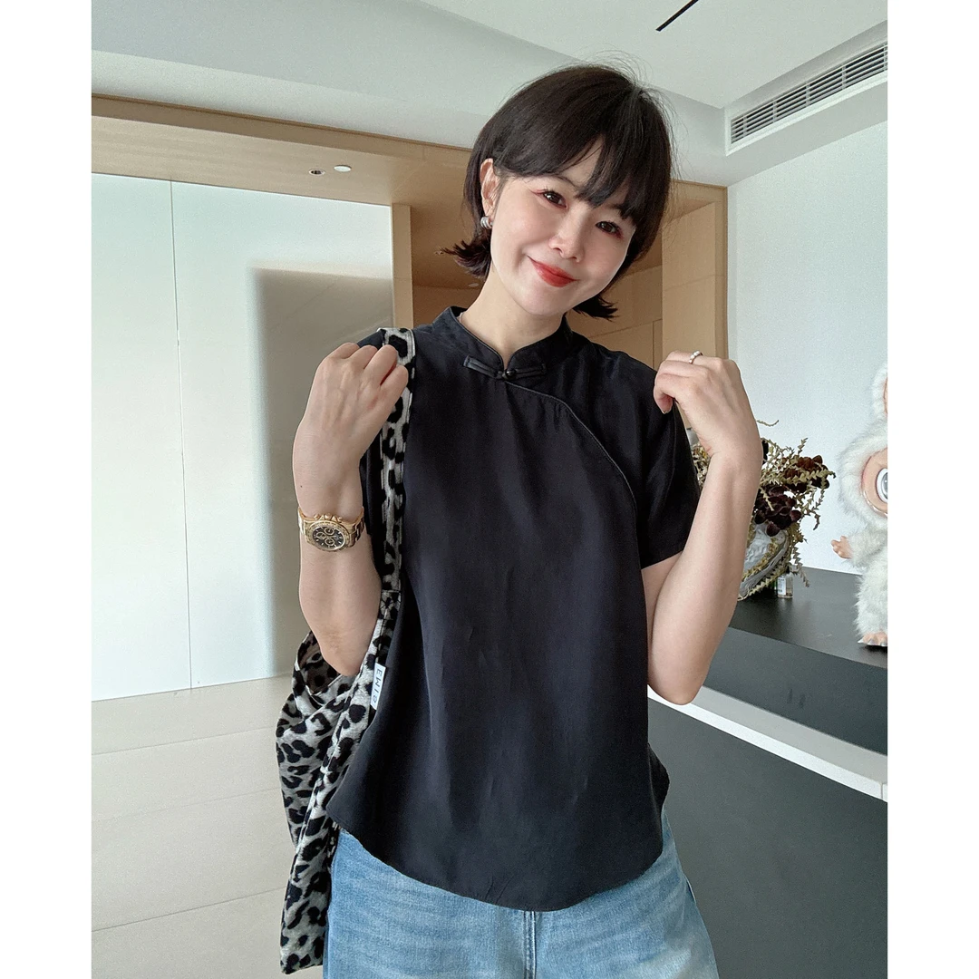 新中式国风复古立领气质短袖T恤