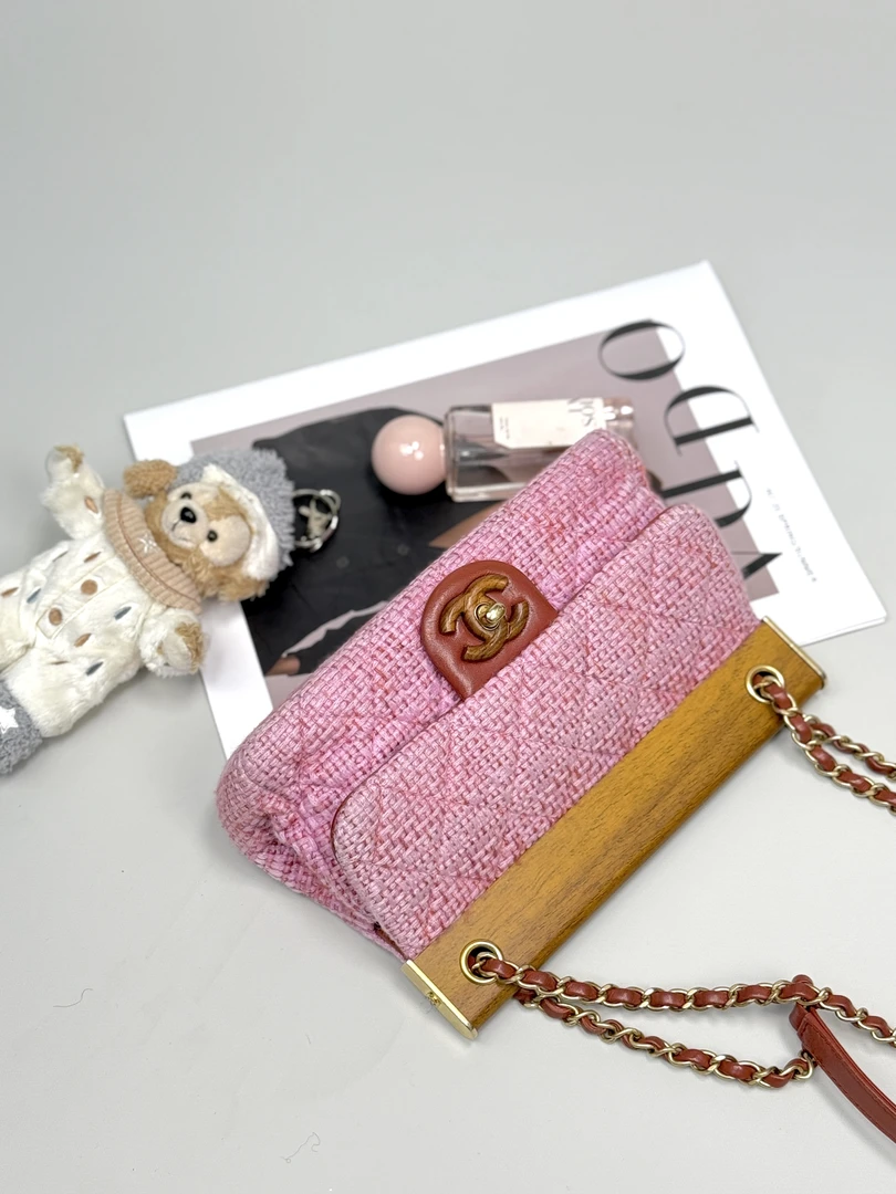 95新 Chanel/香奈儿 夏七中古/粉色衣架包/大mini/斜挎单肩包