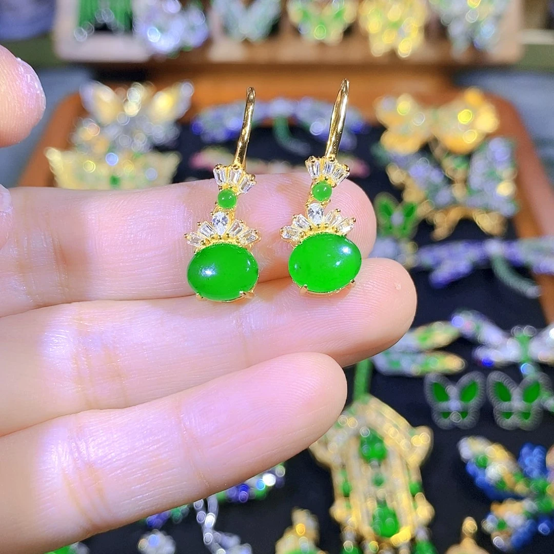 吊坠(不含链)银S925镶嵌翡翠