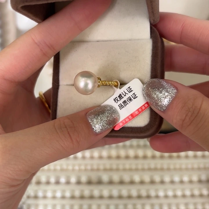 戒指淡水珍珠银S925镶嵌72号