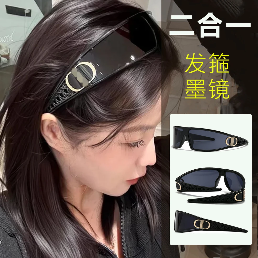 新款D发箍墨镜二合一女高级感网红时尚未来感太阳眼镜防紫外线