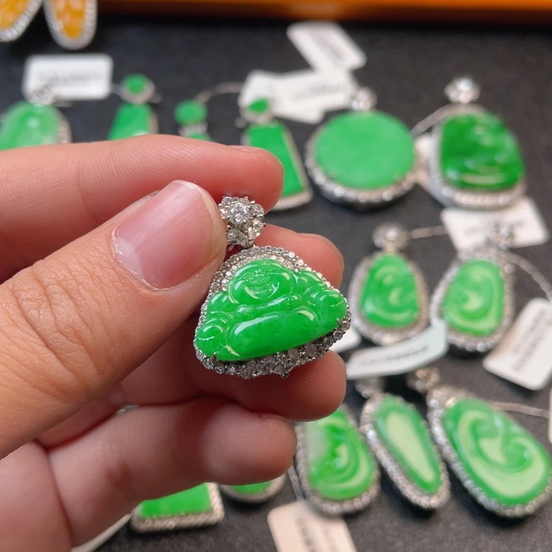 翡翠吊坠(不含链)银S925镶嵌