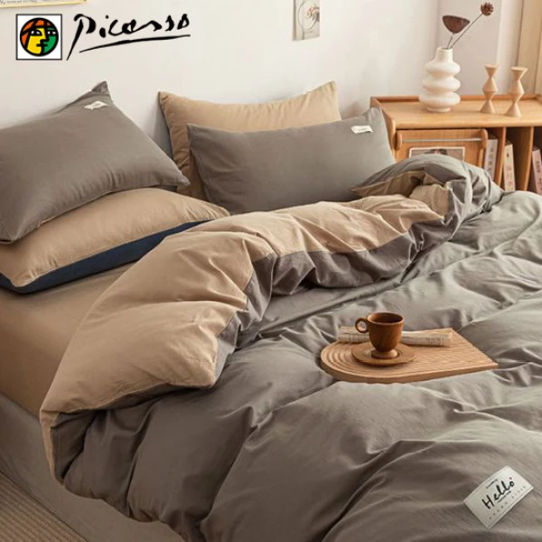 【毕加索】四件套床上用品纯棉床单被套宿舍床笠款被罩床上三件套