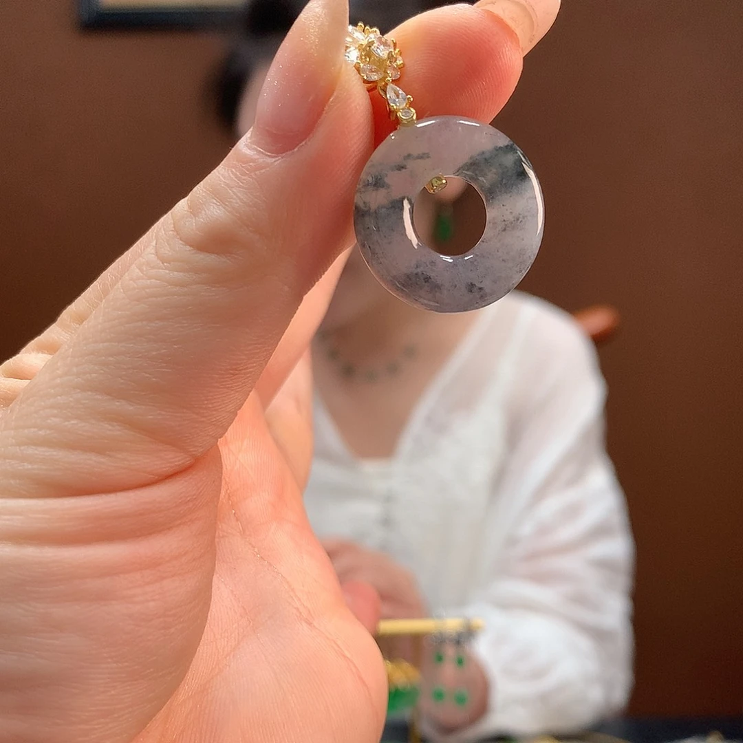 翡翠银S925镶嵌颈饰吊坠