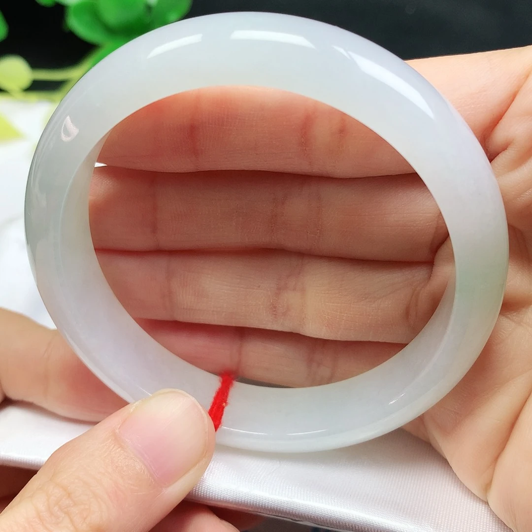 未镶嵌手镯翡翠55.5圈口冰飘挂耳阳绿068