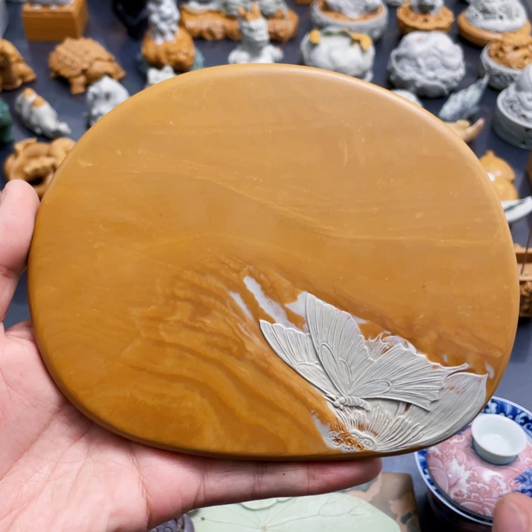 壶承手工雕刻精品松花石