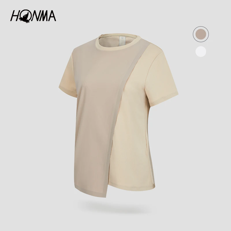 HONMA女士短袖T恤高尔夫不规则拼接短袖HWKC702L010