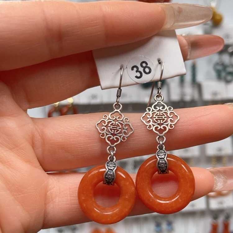 【闪购商品】翡翠耳饰银S925镶嵌优化耳饰