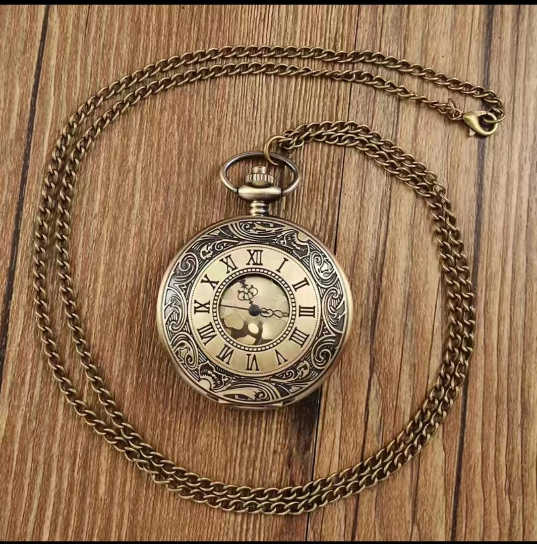 男士时尚金色复古怀表数字