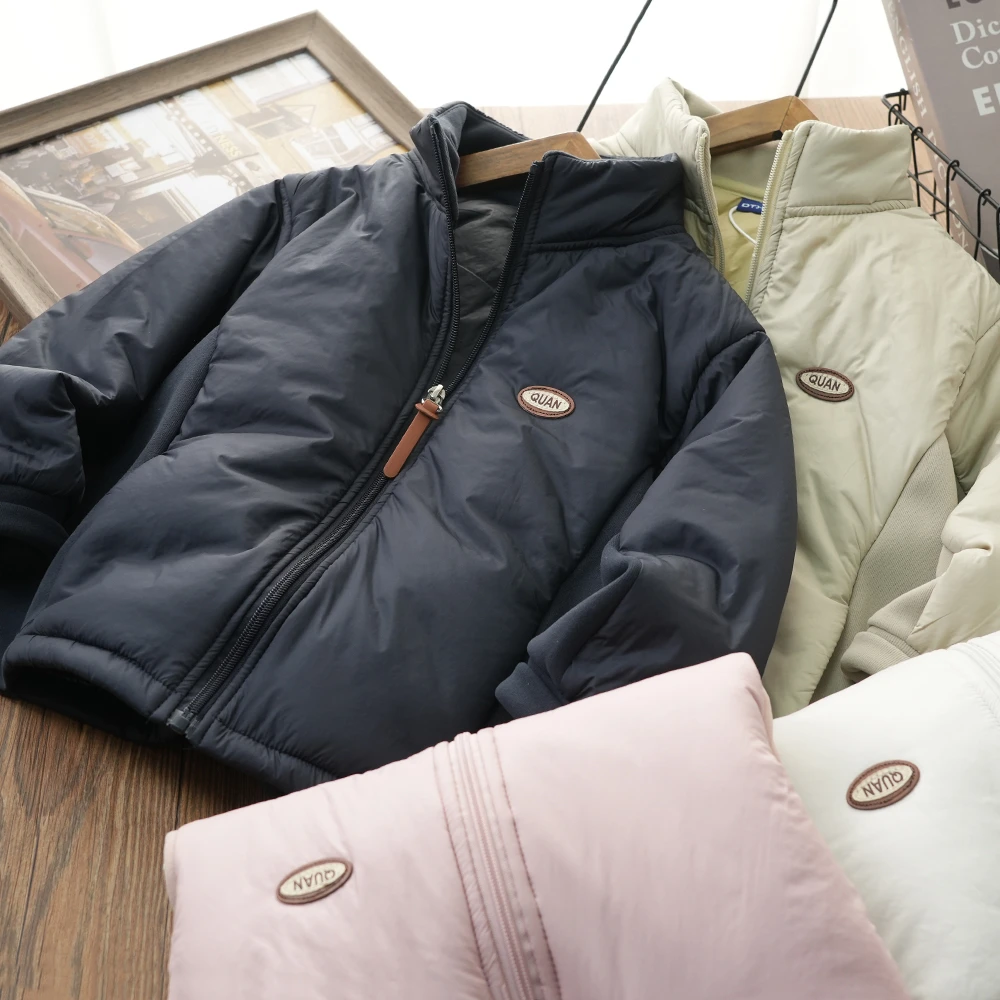 校服神器秋冬保暖棉服儿童立领拉链衫中大童拼接外套25805