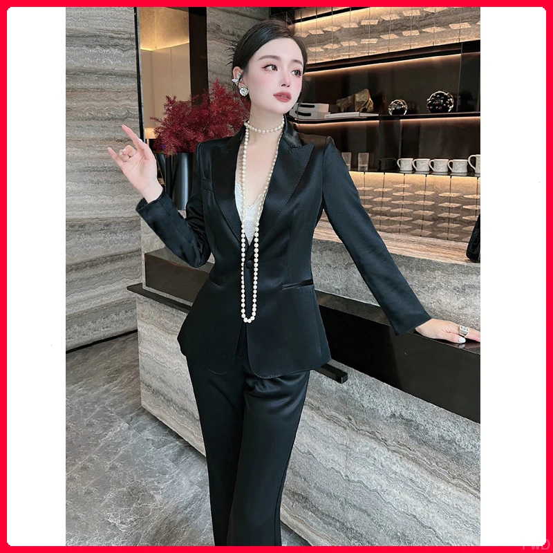 2025秋冬新款高级感气质时尚面料干练职业西装套装女两件套长袖