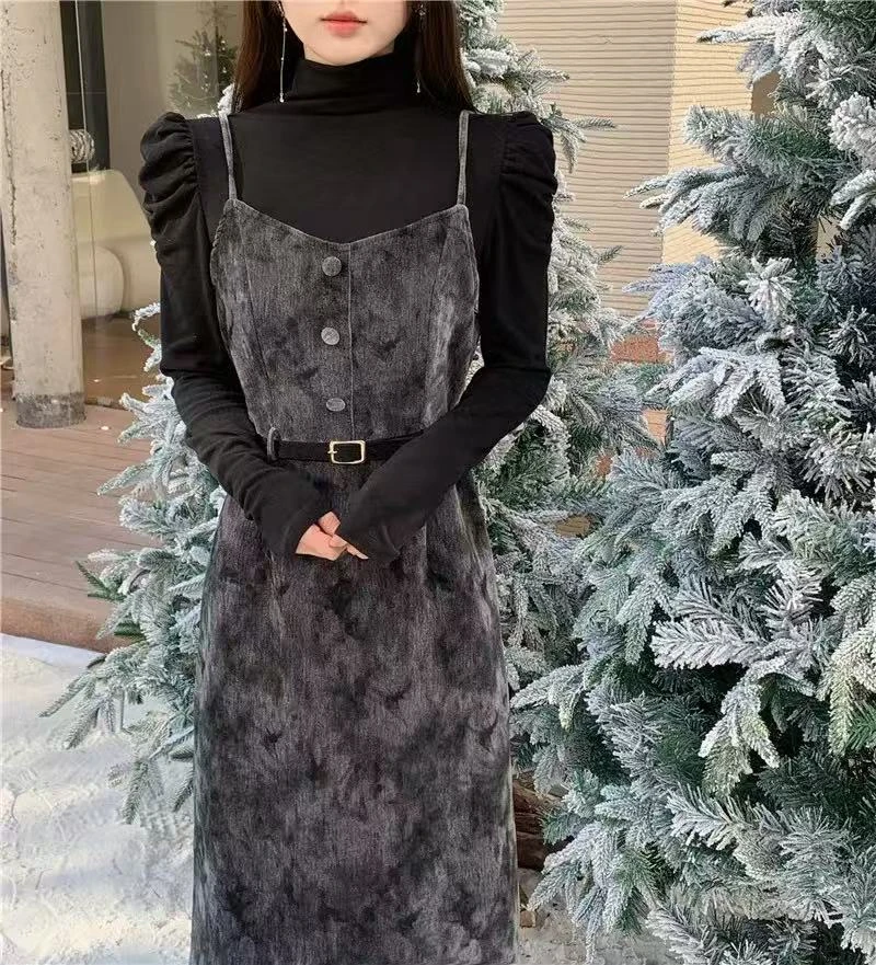 31508#2024新款时尚气质打底衣吊带裙两件套套装