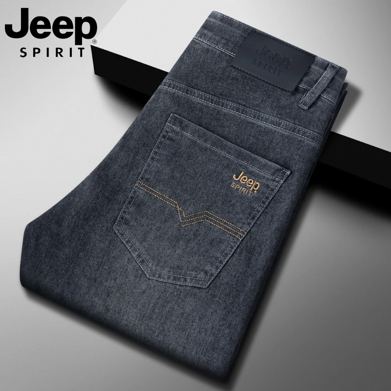 JEEP SPIRIT春秋男士九分牛仔裤时尚休闲直筒弹力青年牛仔长裤