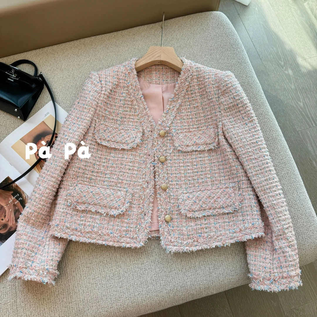 短外套小香风气质长袖短款时尚百搭秋季粗花呢洋气编织春季#0B1