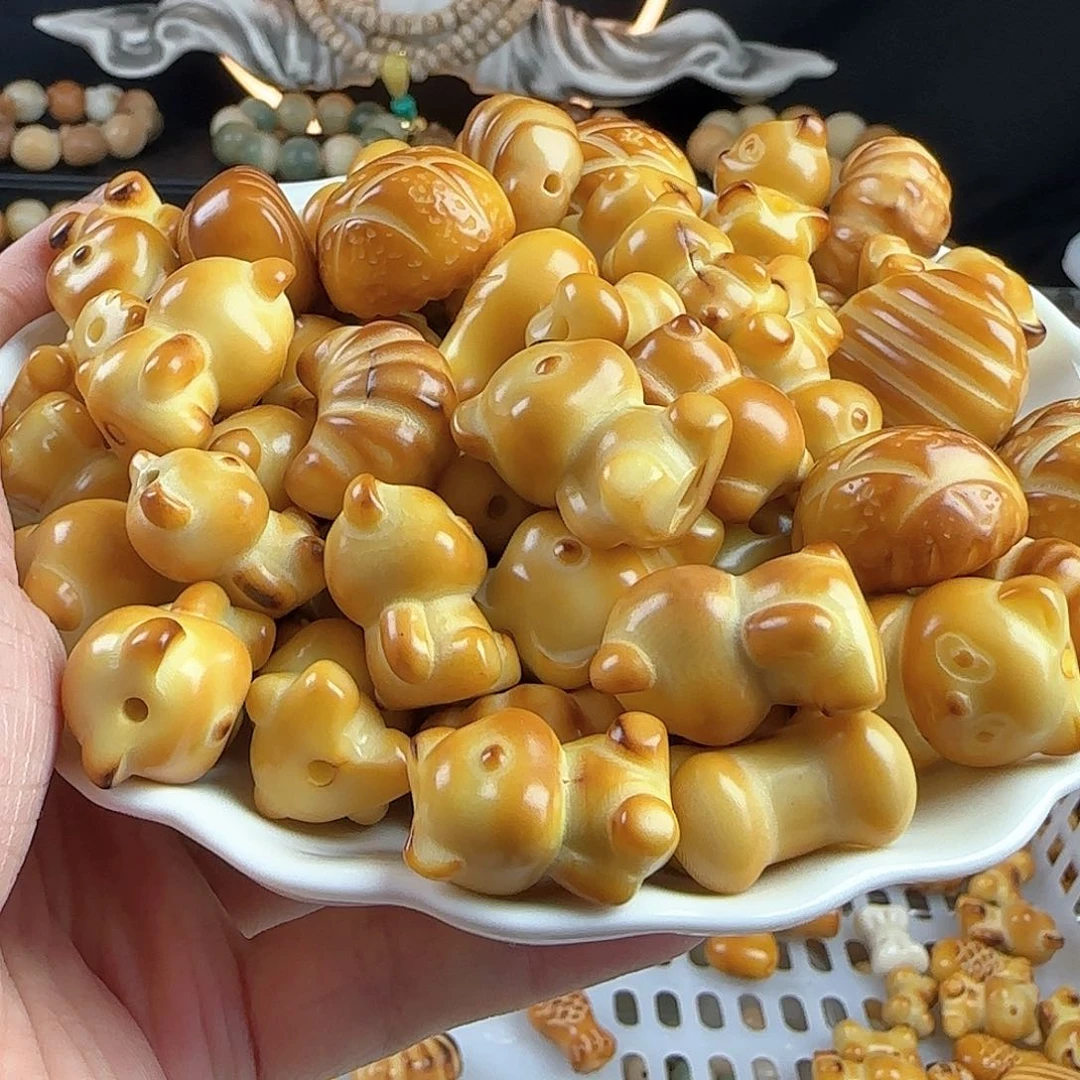 菩提根/象牙果手串瑕疵炭烤牙果35颗不挑瑕疵有裂乖介意勿拍