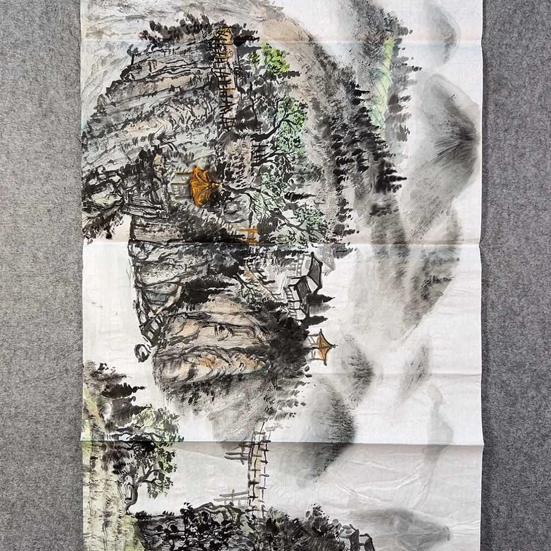 国画597 花鸟在树丛的顶端鸣叫叫声响