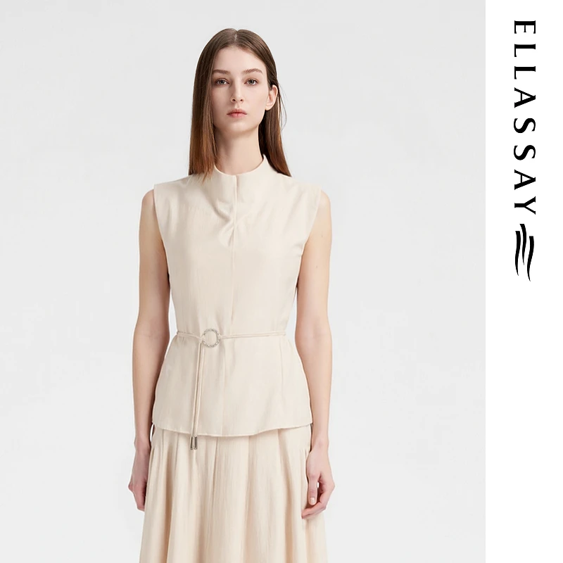 ELLASSAY歌力思2025夏季新款时尚休闲立领气质背心女EWV362B00100