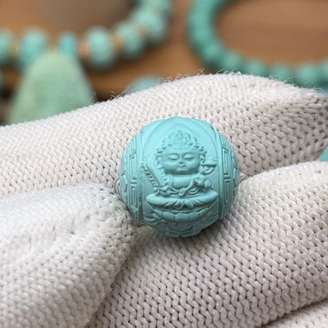 绿松石未镶嵌珠宝奇石虚空藏佛珠