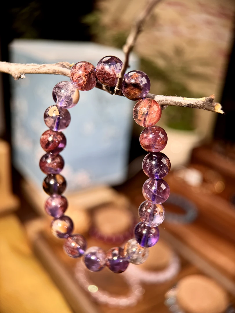 【晶喵能量站】天然紫幽灵水晶手链九紫离火紫钛晶百搭闺蜜同款