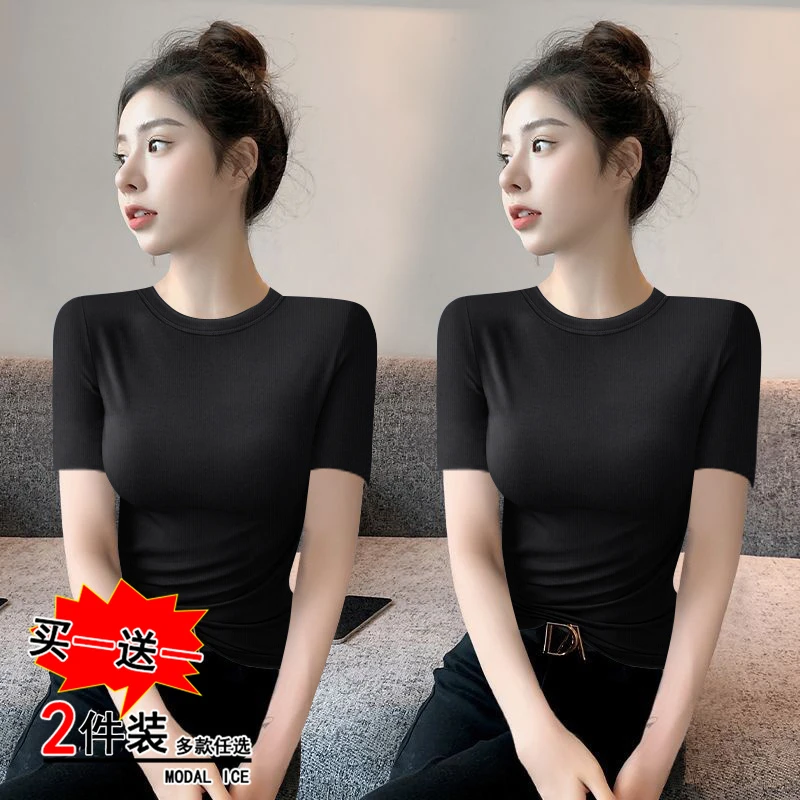 韩版修身2025年夏季新款基础款减龄清凉设计感短袖T恤女士上衣潮