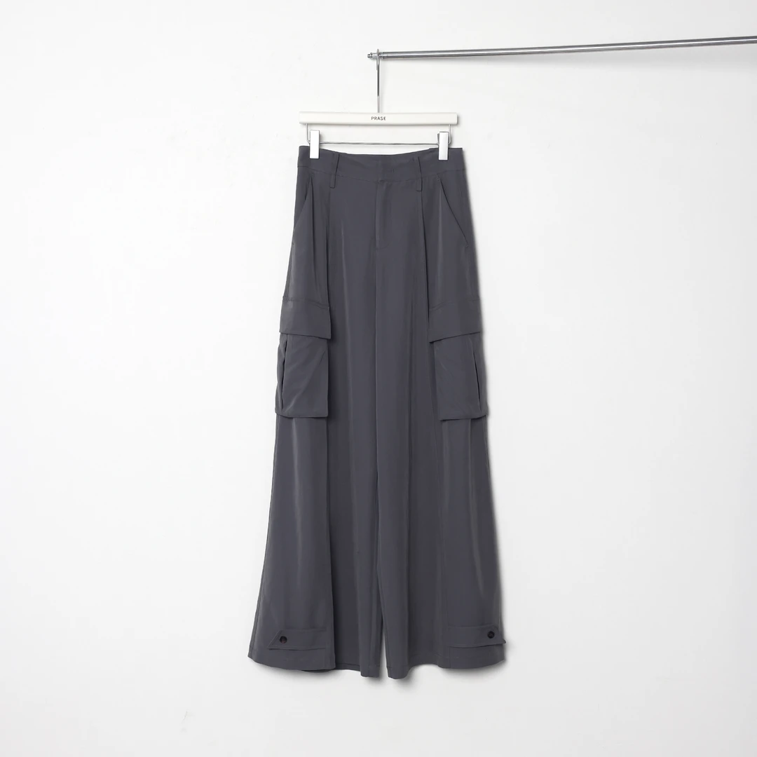 PRASE·噜【哈特工装】微胖轻奢设计款夏时尚工装A摆阔腿裤PR504S78