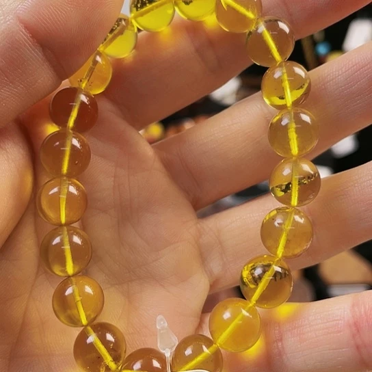 琥珀未镶嵌耳饰手串