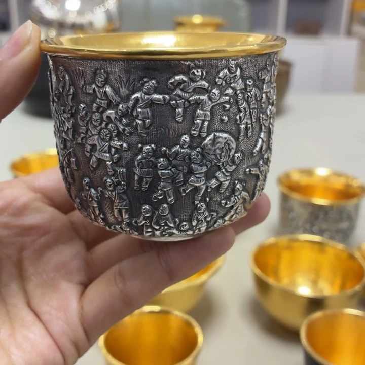 李小鹤金包银4克足金999百子献瑞杯120毫升