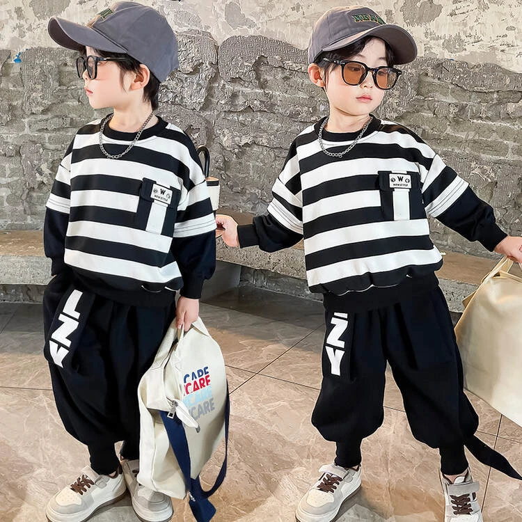 儿童装男童套装春秋款2025新款宝宝潮帅气时髦痞帅春季男小童衣服